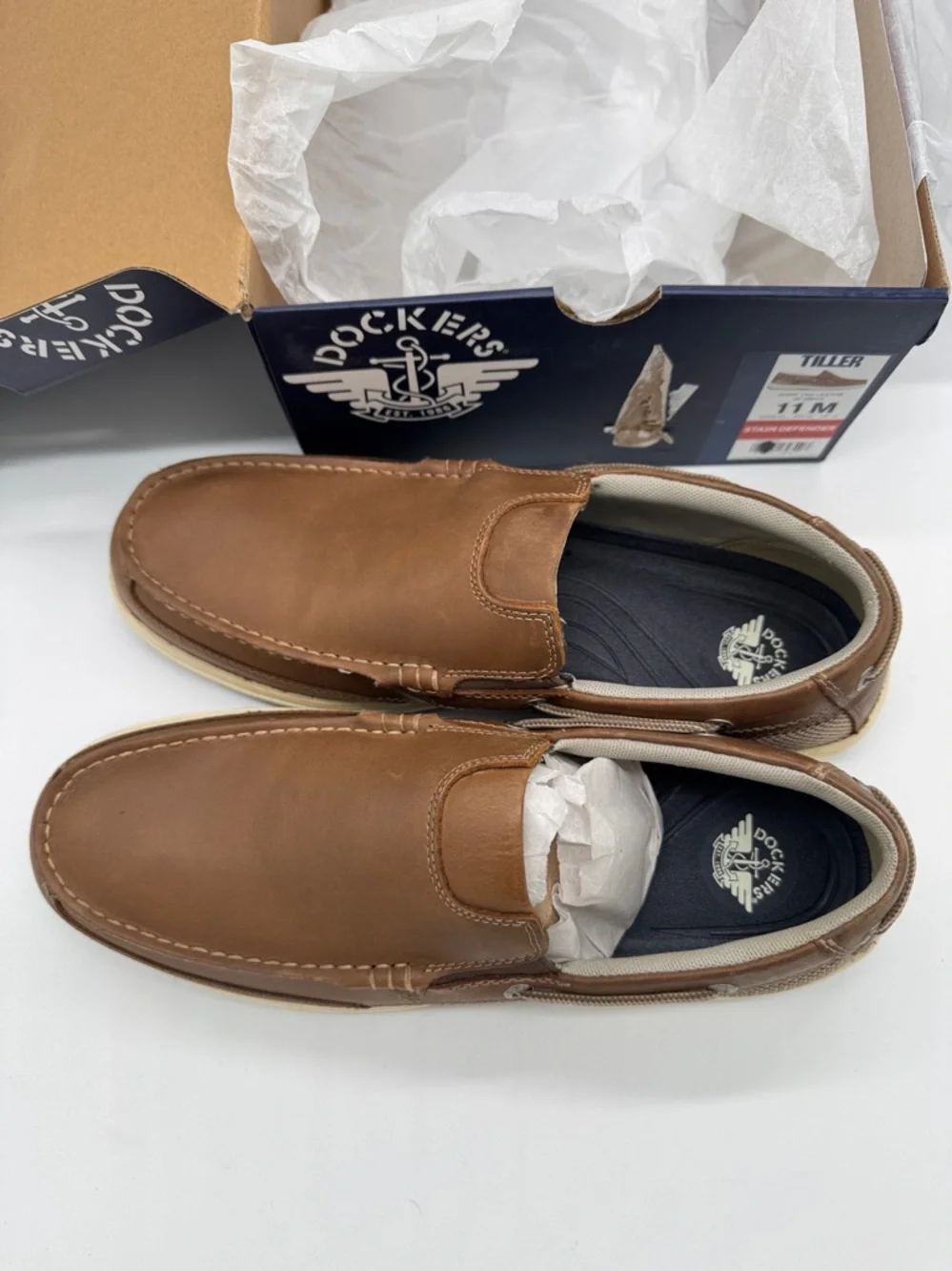 Dockers Men's Tiller Boat Shoes in Dark Tan